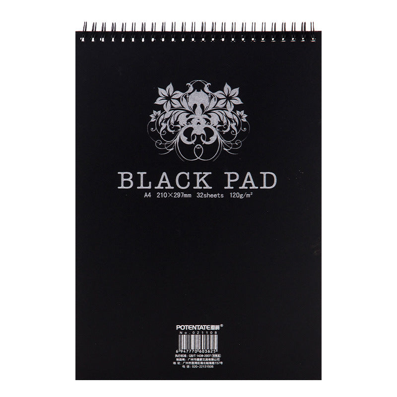 Vintage Watercolor Black Paper Sketch Pad