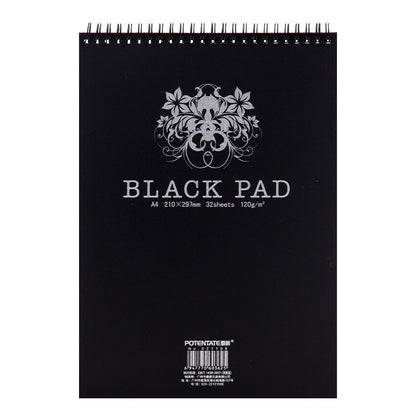 Vintage Watercolor Black Paper Sketch Pad