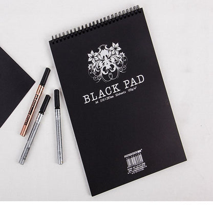 Vintage Watercolor Black Paper Sketch Pad